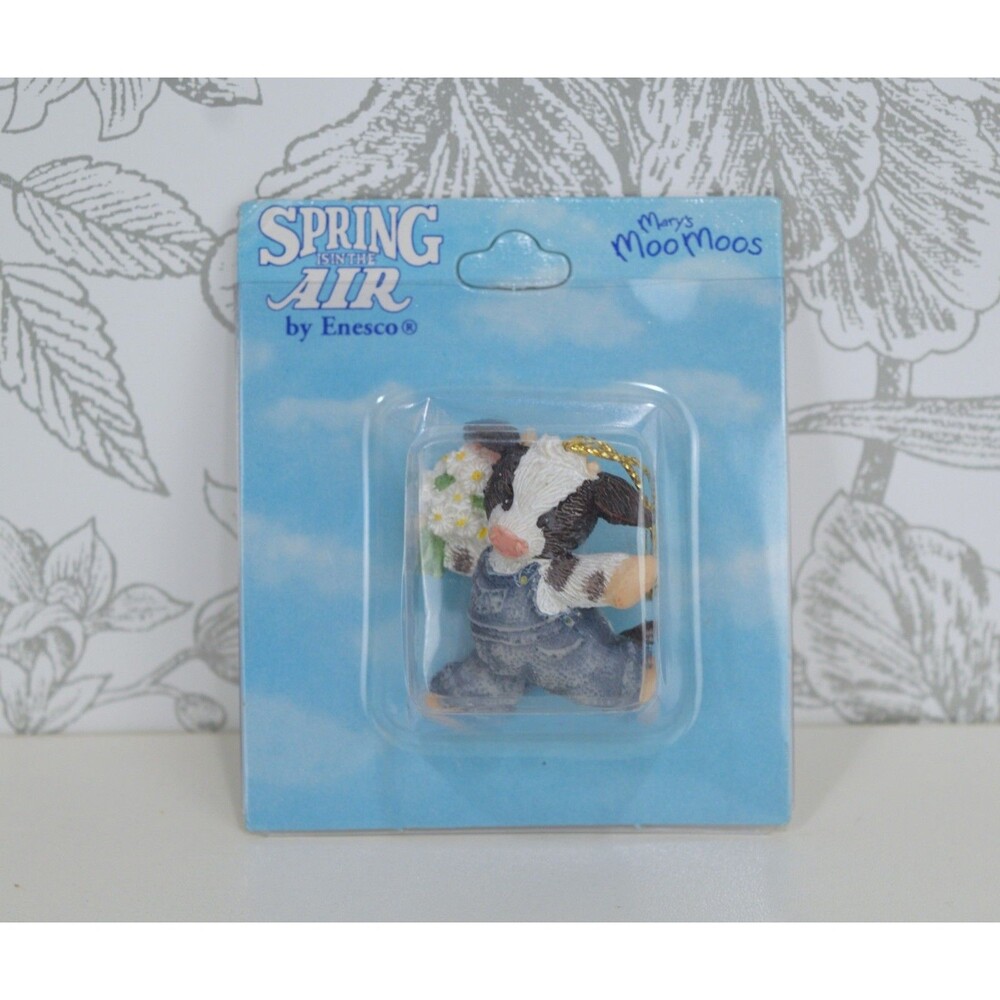 Mary's Moo Moos Cow Christmas Ornament Spring Is In The Air Vintage Enesco New